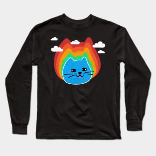 Cat Rainbow, Funny Cute Cat, Humor, Birthday Long Sleeve T-Shirt